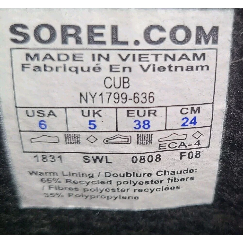 Sorel Pink/ Grey CUB NY 1799-636 Winter Snow Boots Waterproof  Sz 6